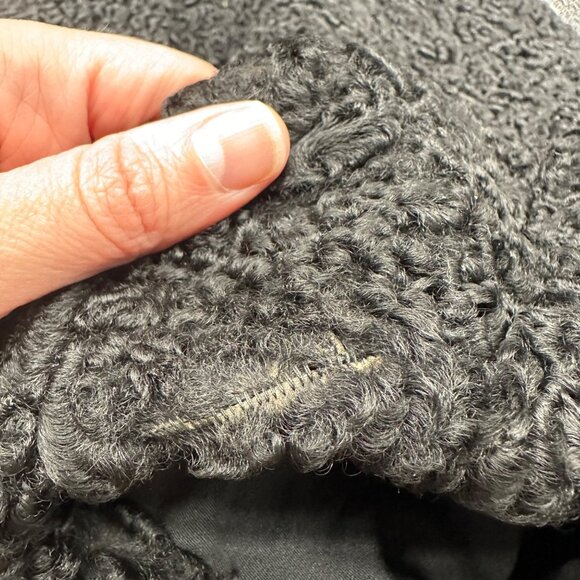 Vintage Black Persian Lambs Wool Coat Cape Style Curly Hair Sheep Mid Century - Picture 10 of 12